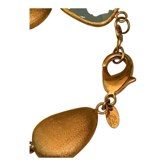 Rivka Friedman 18k Gold Clad Pebble & Aquamarine Rock Blue Crystal Bracelet OS - Picture 5 of 9